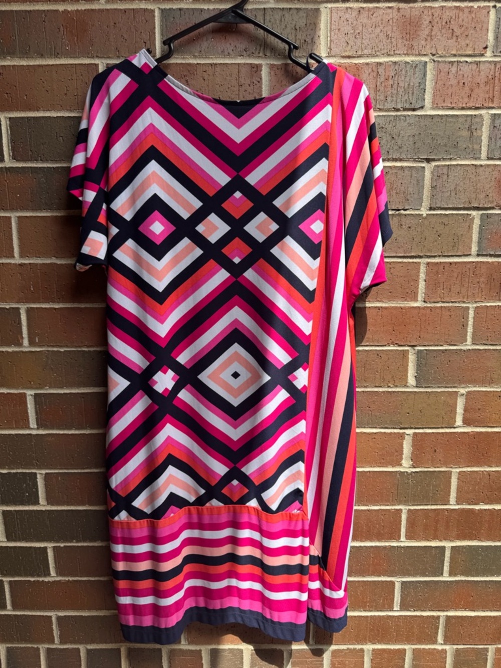 Dress | Studio One New York | Geometric Print | Pink Black | Size Large
